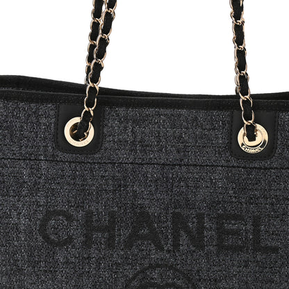 Chanel Mixed Fibers Calfskin Small Deauville Tote Black 8 of 10