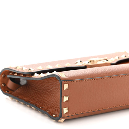 Valentino Garavani Pebbled Calfskin Medium Rockstud Flip Lock Crossbody Bag Brown 8 of 9