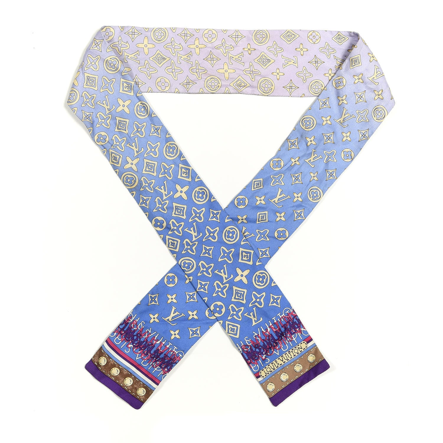 Louis Vuitton Silk Monogram Map Bandeau Blue 1 of 5