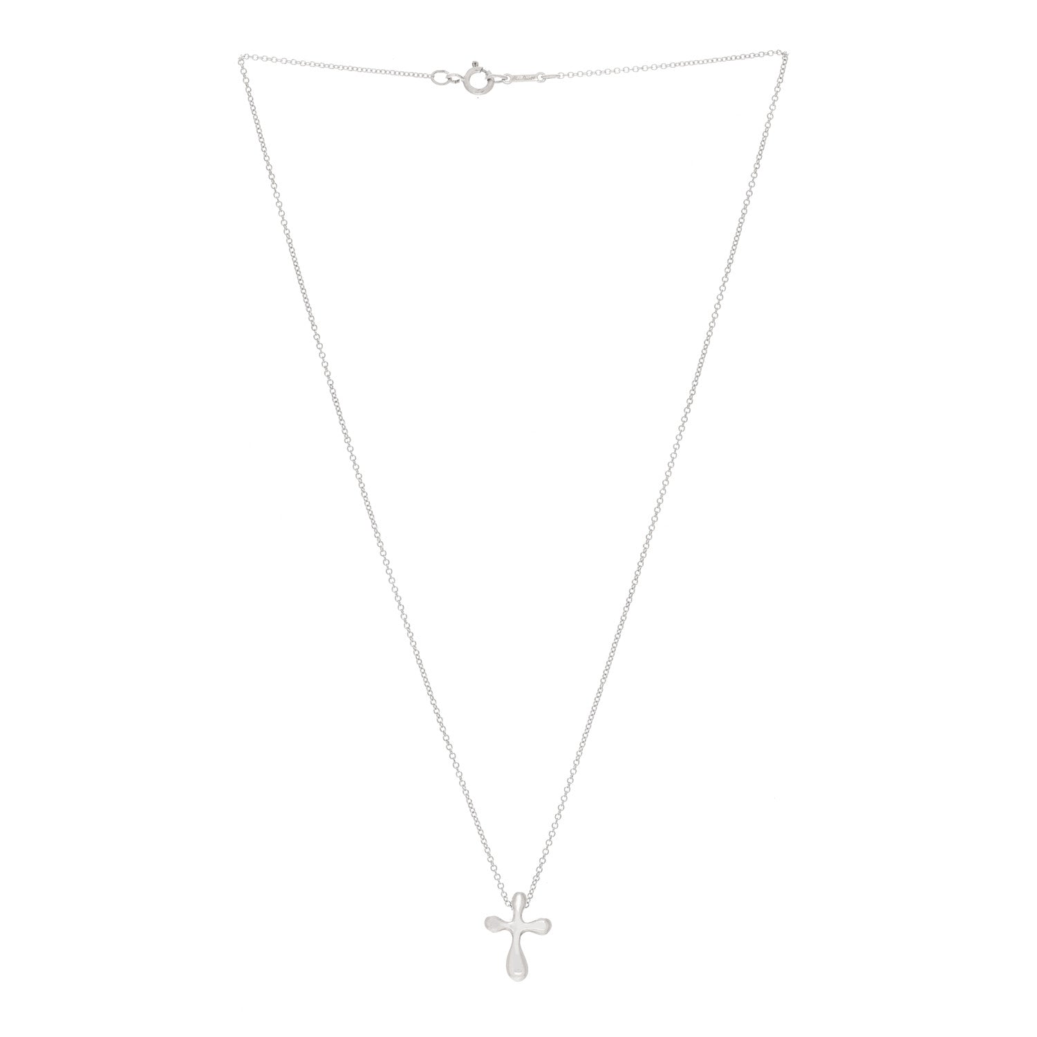Tiffany Sterling Silver 12mm Elsa Peretti Cross Pendant Necklace 3 of 5