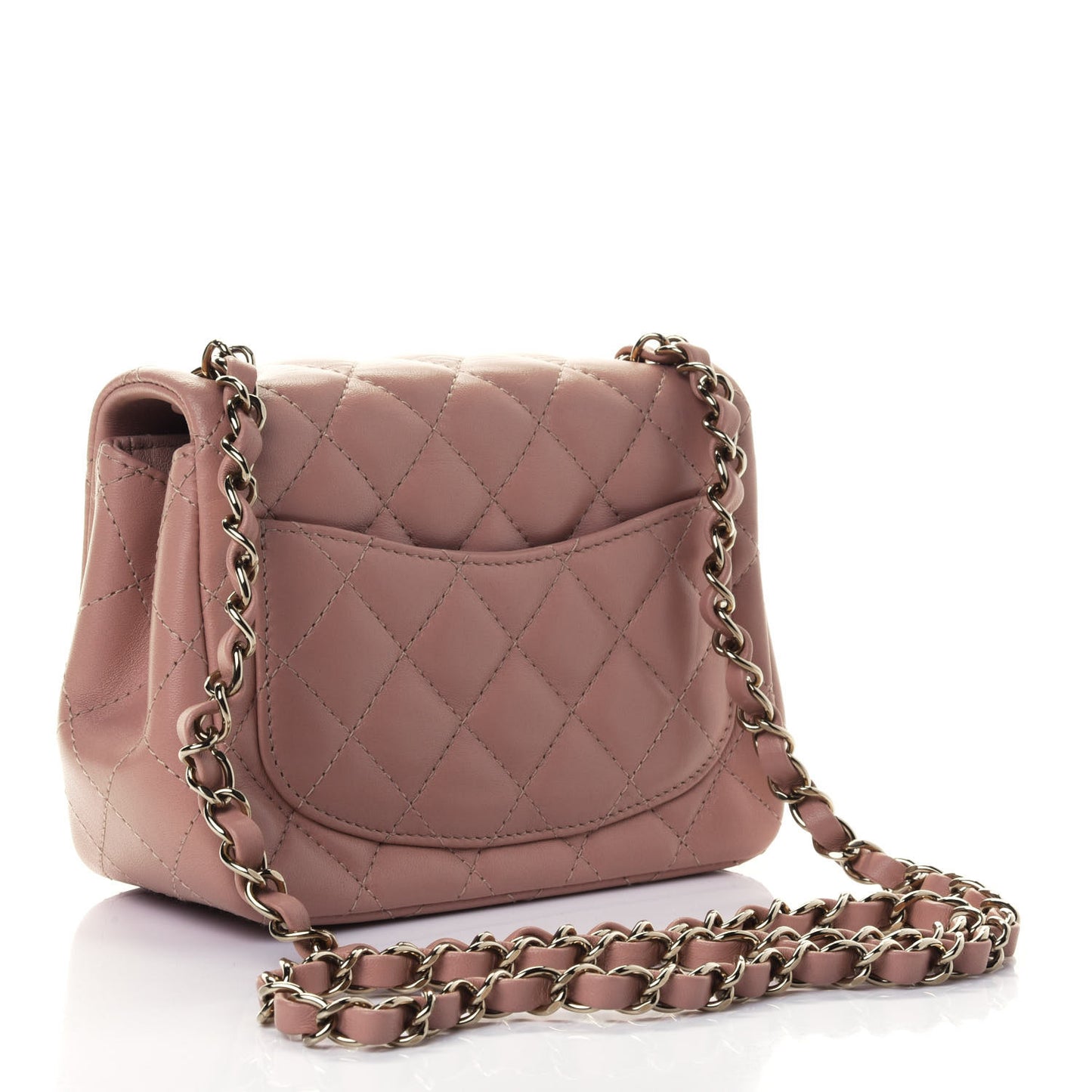 Lambskin Quilted Mini Square Flap Beige