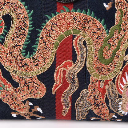 Gucci Suede Patent Web Dragon Embroidered Medium Ophidia Chain Shoulder Bag Blue Multicolor Black 11 of 14