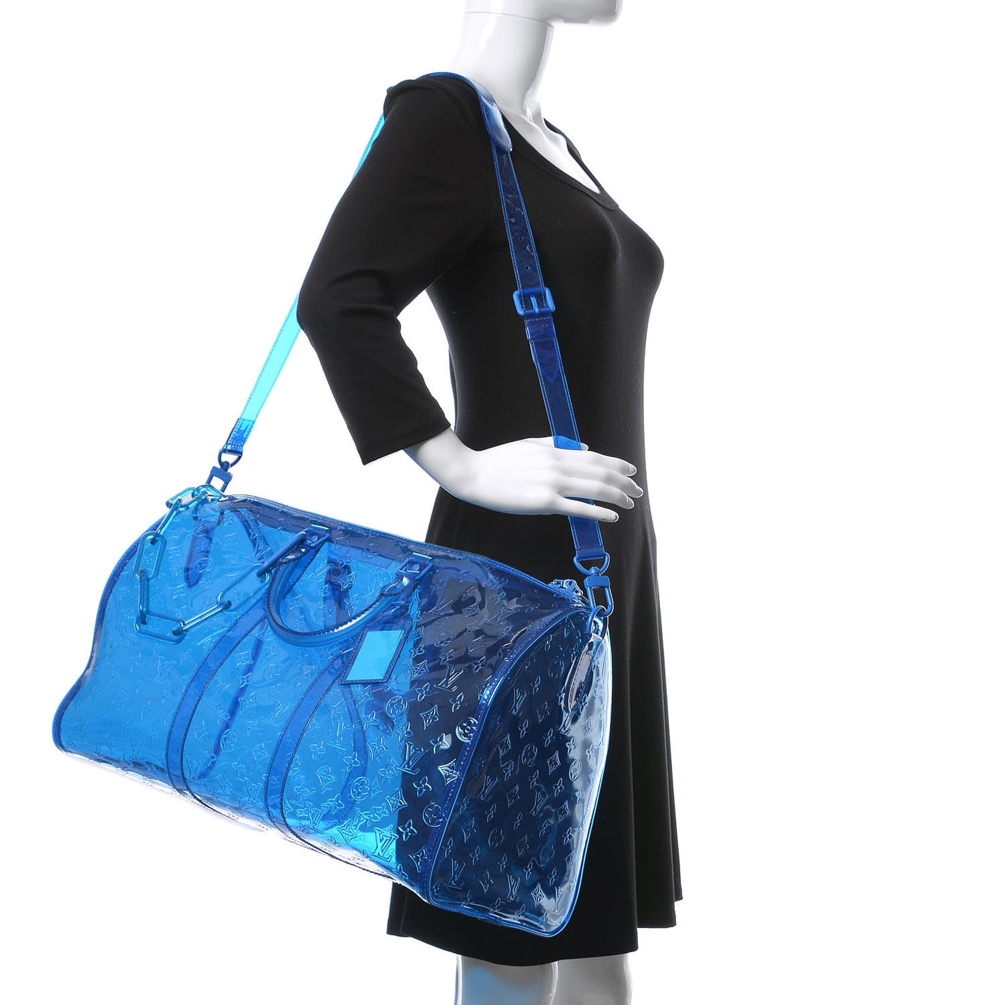 PVC Monogram Keepall Bandouliere 50 Blue