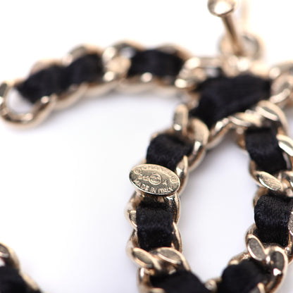 Chanel Satin CC Chain Earrings Light Gold Black 4 of 7