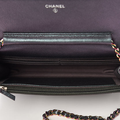 Chanel Iridescent Goatskin Quilted Wallet On Chain WOC Purple 5 of 13