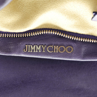 Jimmy Choo Lambskin Small Biker Saddle Chain Satchel Purple 6 of 7