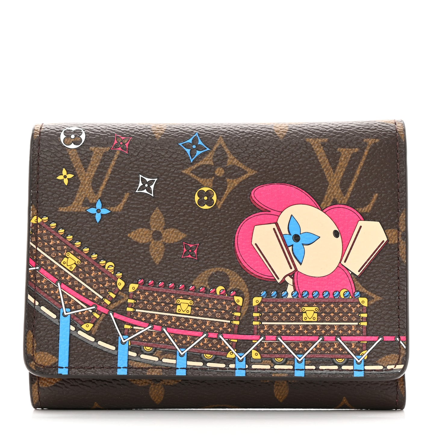 LOUIS VUITTON Monogram 2020 Christmas Animation Roller Coaster Victorine Wallet Pivoine