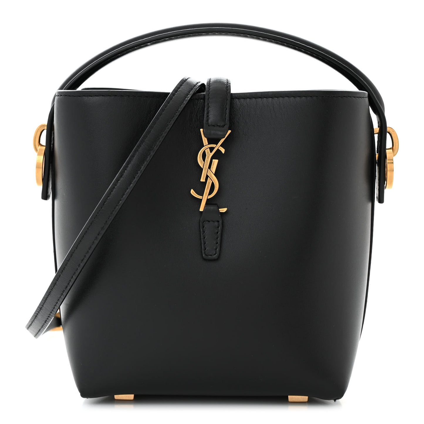 Shiny Calfskin Le 37 Mini Bucket Bag Black
