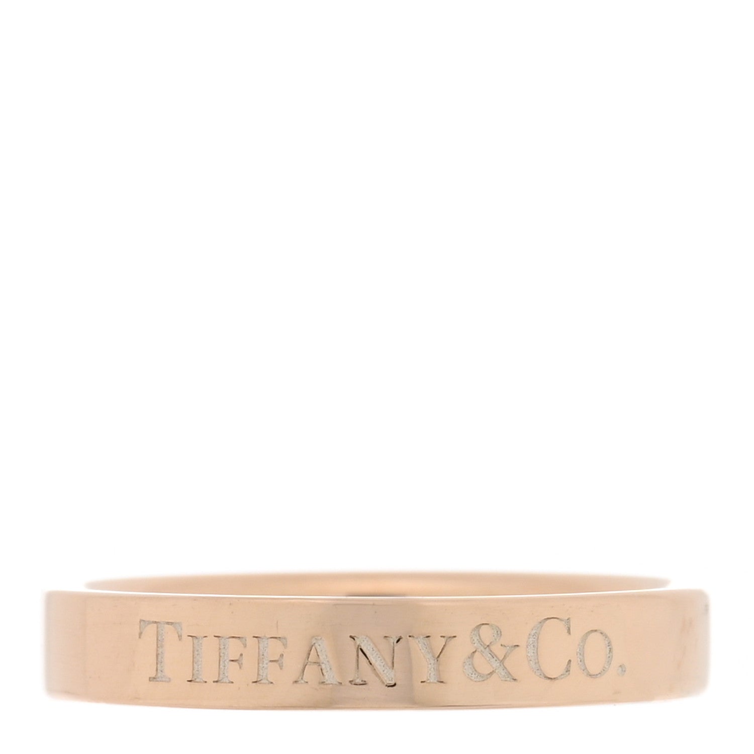 Tiffany 18K Rose Gold Logo Band Ring 48 4.5 1 of 4