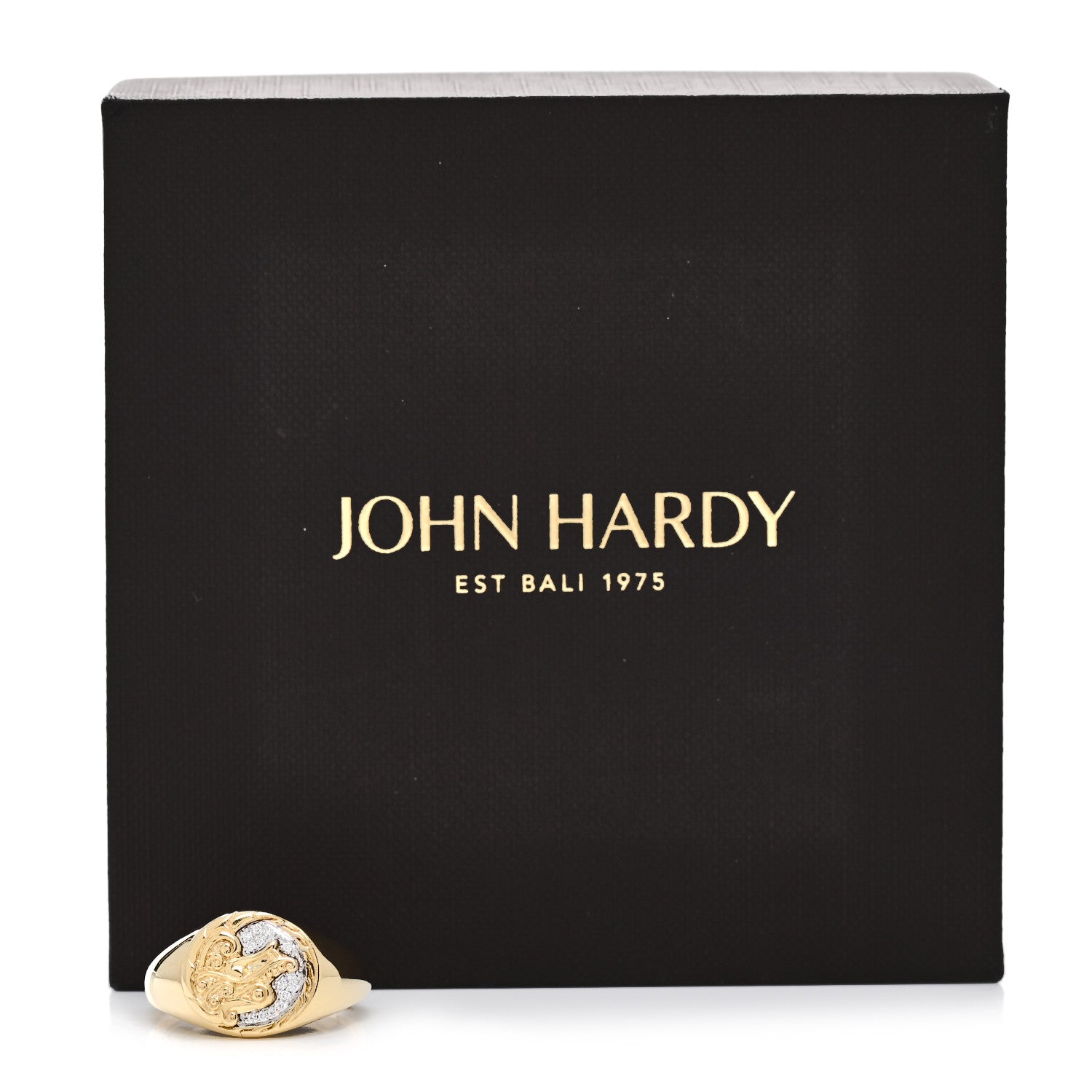 John Hardy 18K Yellow Gold Diamond Legends Naga Signet Ring 57 8 6 of 6