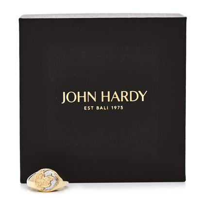 John Hardy 18K Yellow Gold Diamond Legends Naga Signet Ring 57 8 6 of 6