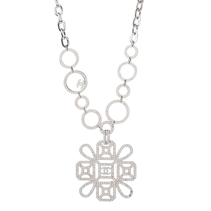 Chanel Crystal Strass Cross CC Necklace Silver 1 of 5