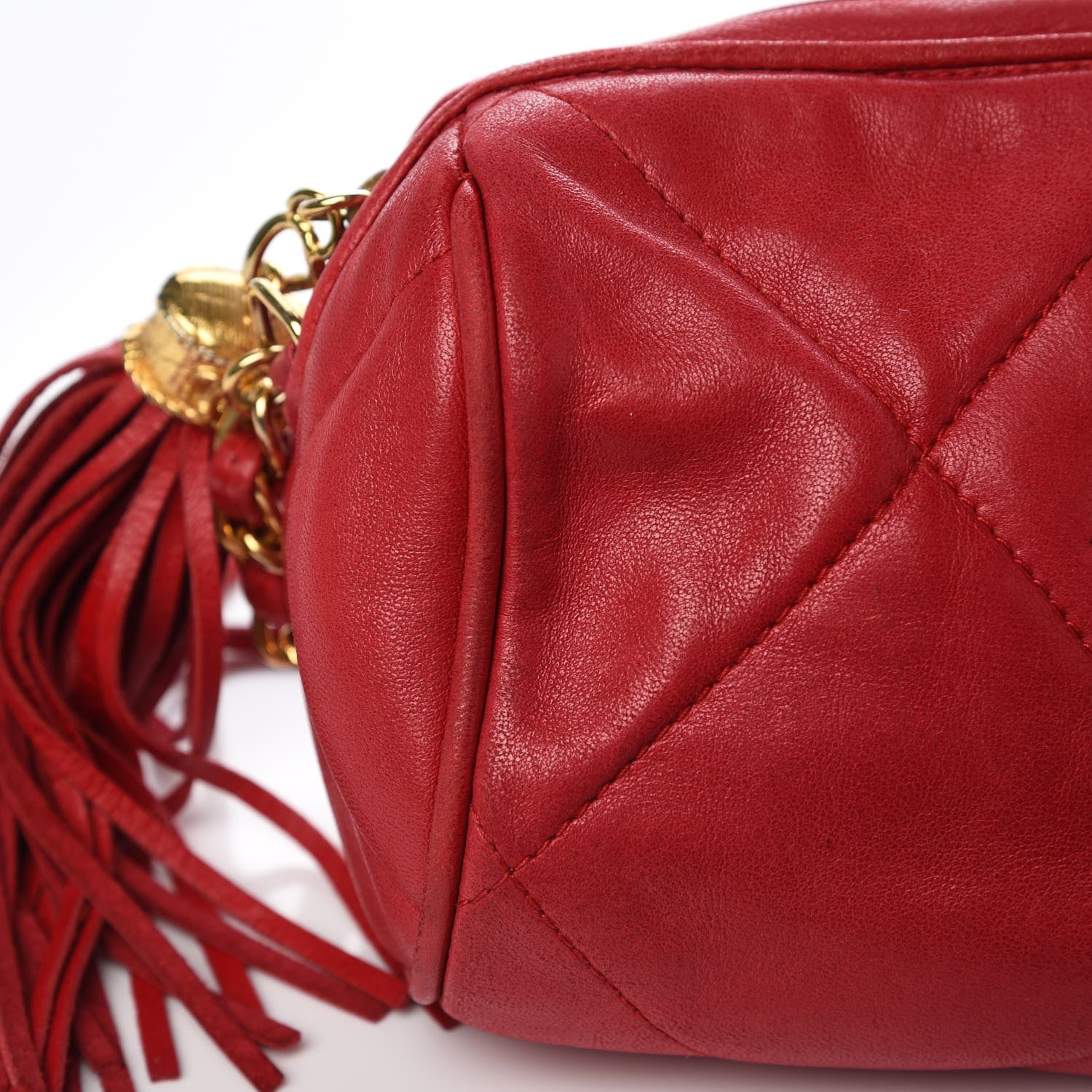 Chanel Lambskin Quilted Small Tassel Camera Case Red 11 of 11