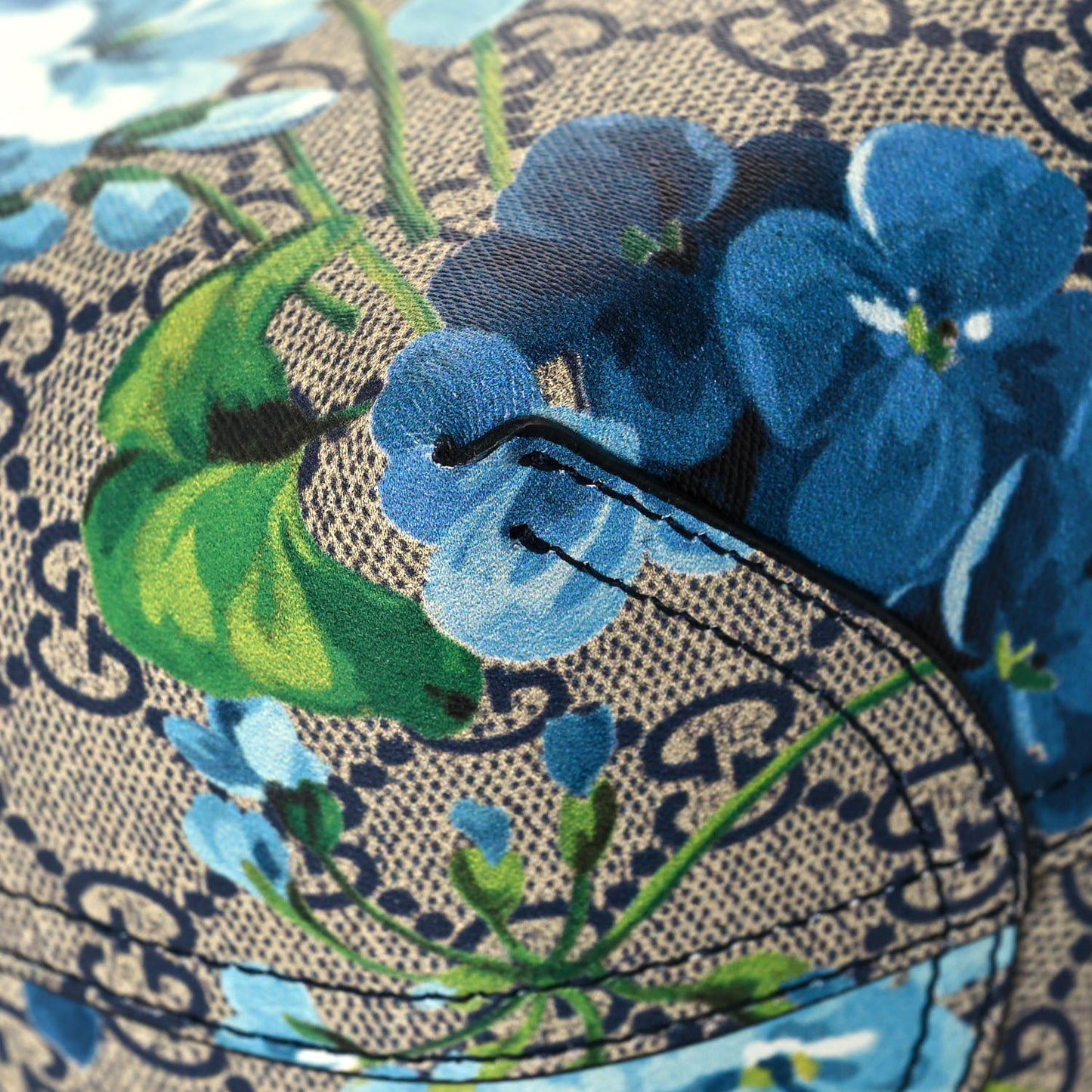 GG Supreme Monogram Blooms Small Reversible Tote Beige Blue Navy