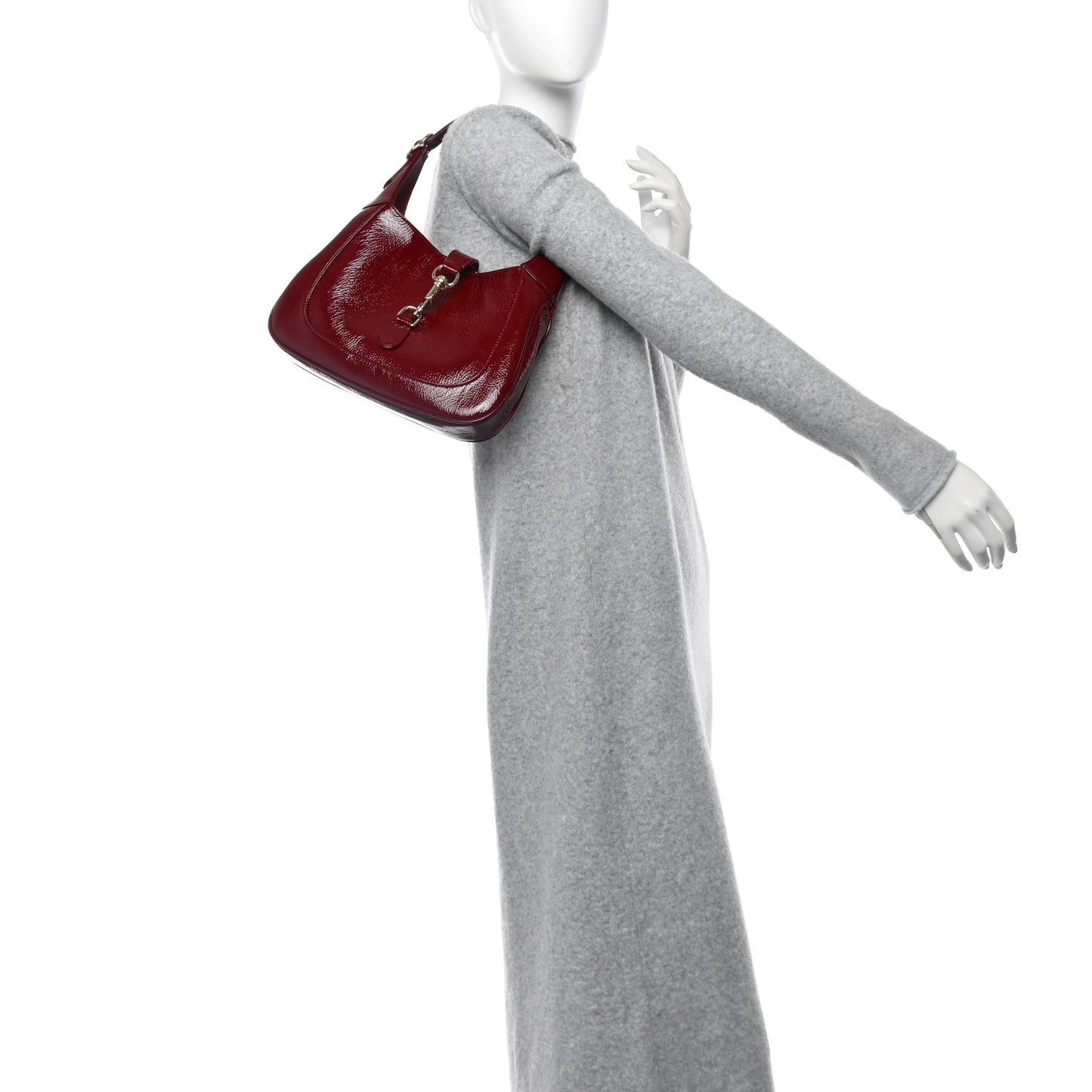 Patent Calfskin Small Jackie Shoulder Bag Rosso