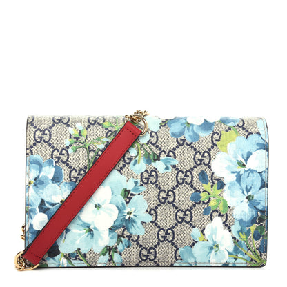 Gucci GG Supreme Monogram Blooms Chain Wallet Blue 1 of 10