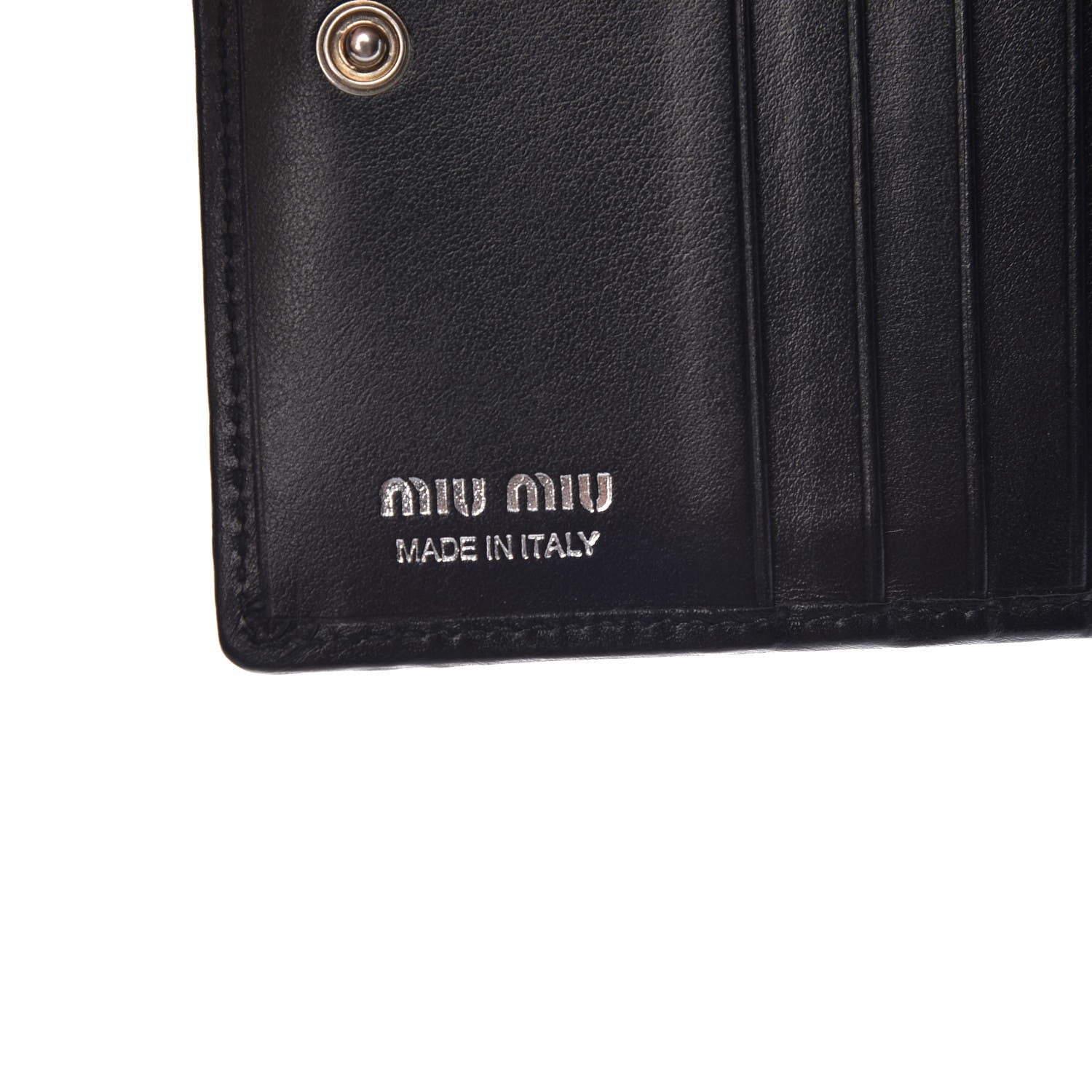 Miu Miu Denim Embroidered Compact Wallet Blue 6 of 6