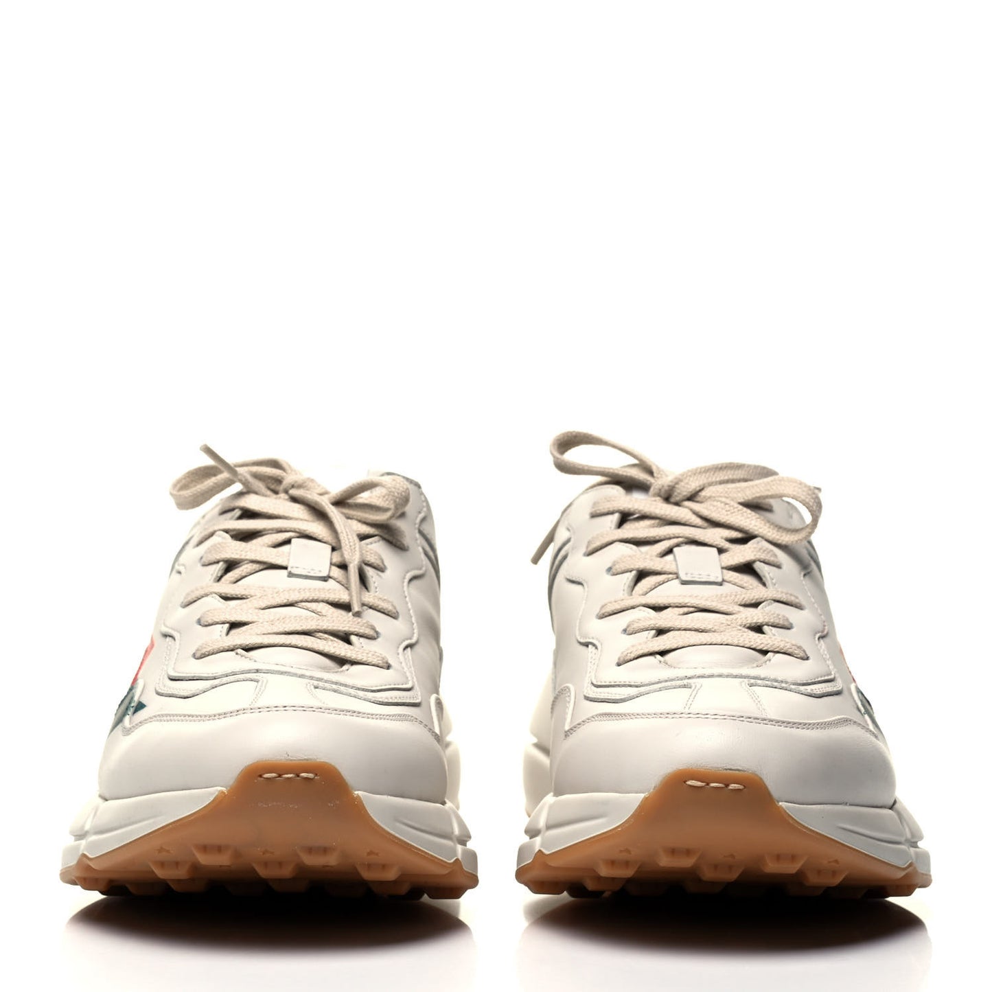 Calfskin Web Printed Mens Rhyton Sneakers 9 Mystic White