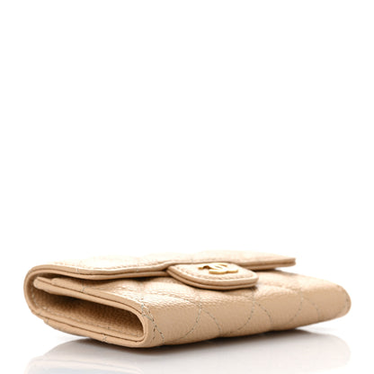 Chanel Caviar Quilted Flap Card Holder Wallet Beige 4 of 8