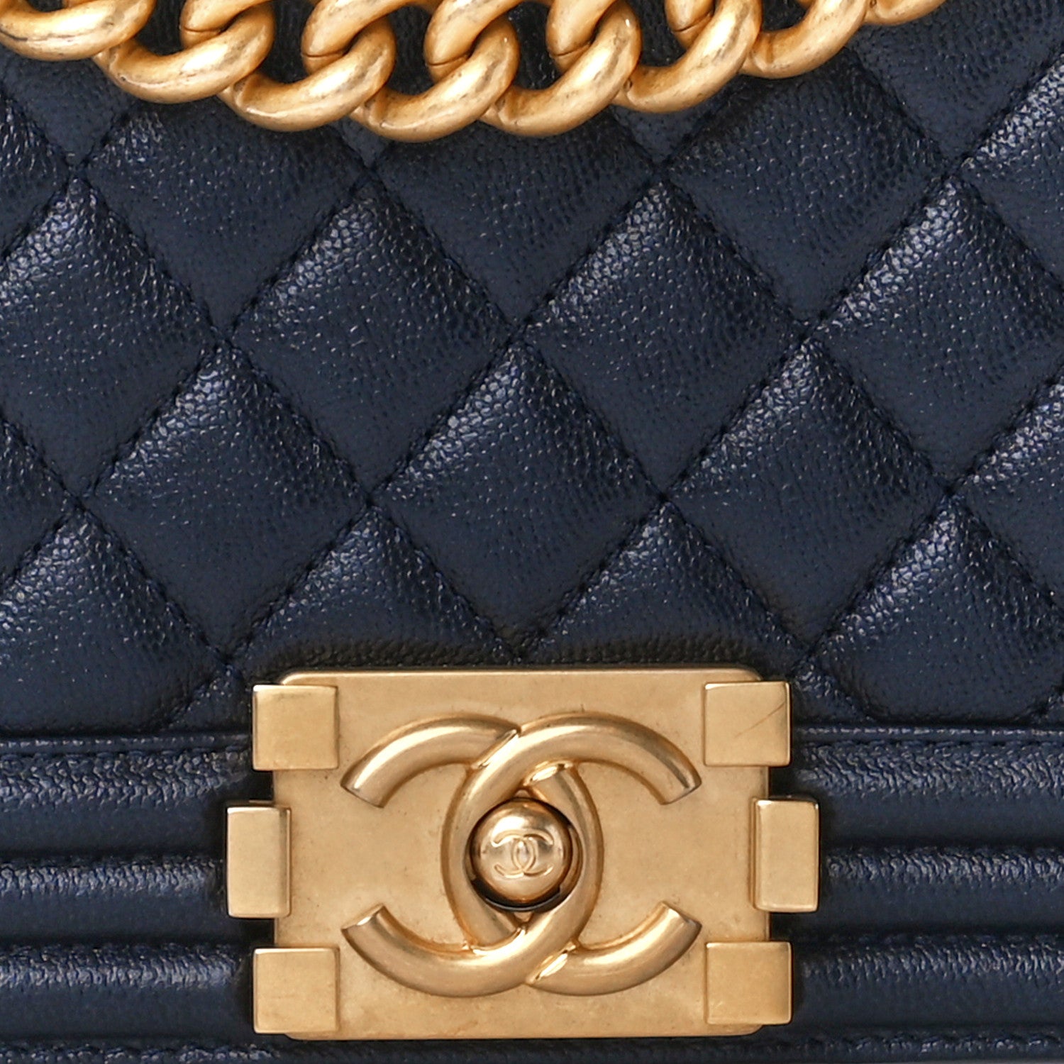 Chanel Caviar Quilted New Medium Boy Flap Dark Navy Blue 8 of 10