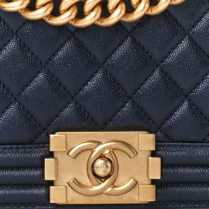 Chanel Caviar Quilted New Medium Boy Flap Dark Navy Blue 8 of 10