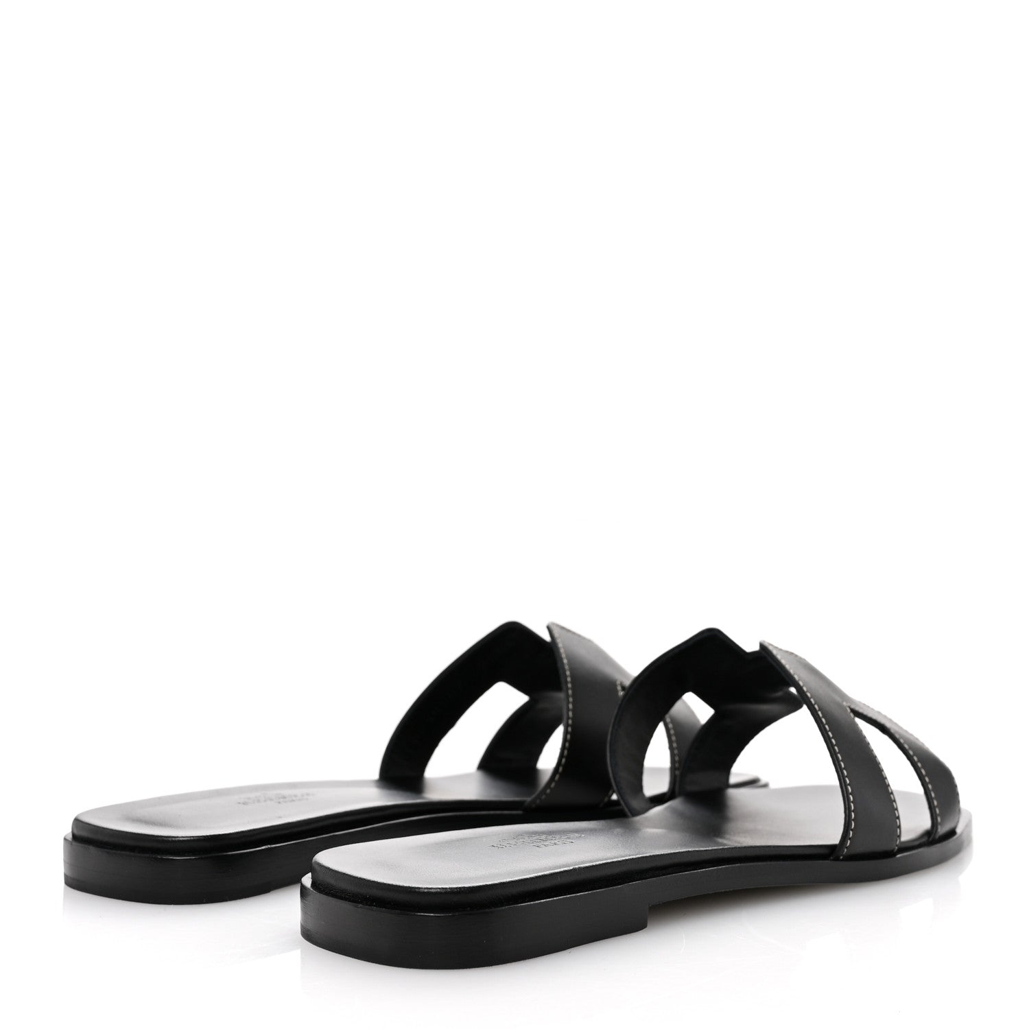Hermes Box Calfskin Oran Sandals 40 Black 5 of 9