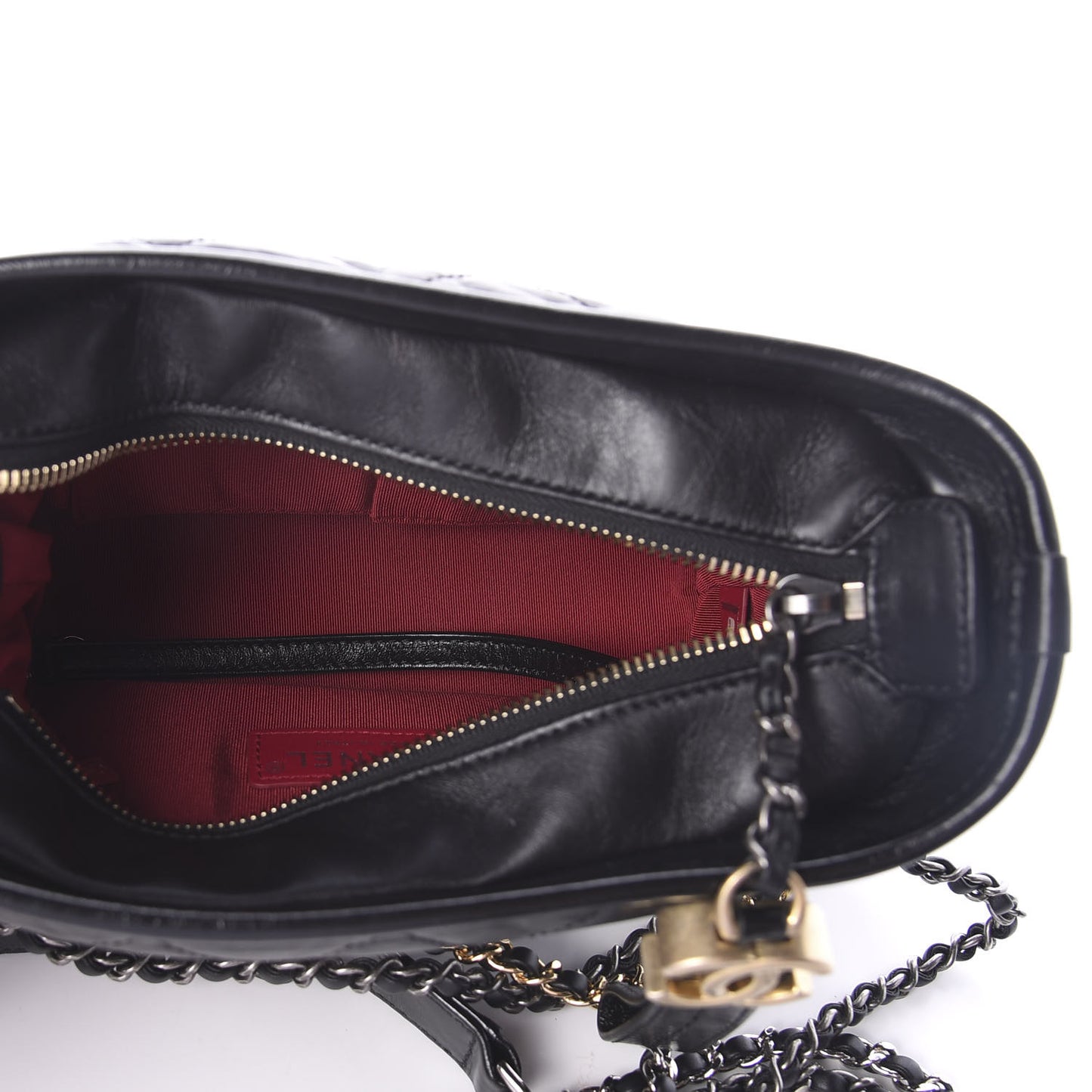 Aged Calfskin Quilted Small Gabrielle Hobo Black