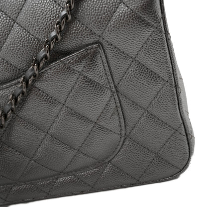 Chanel Metallic Caviar Quilted Medium CC Slide Flap Silver 26 of 27
