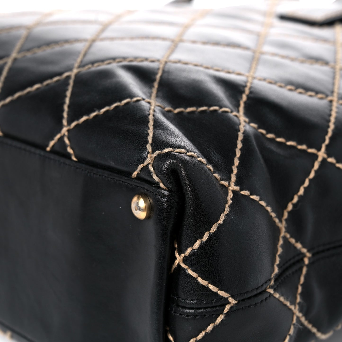 Calfskin Wild Stitch Large Tote Black