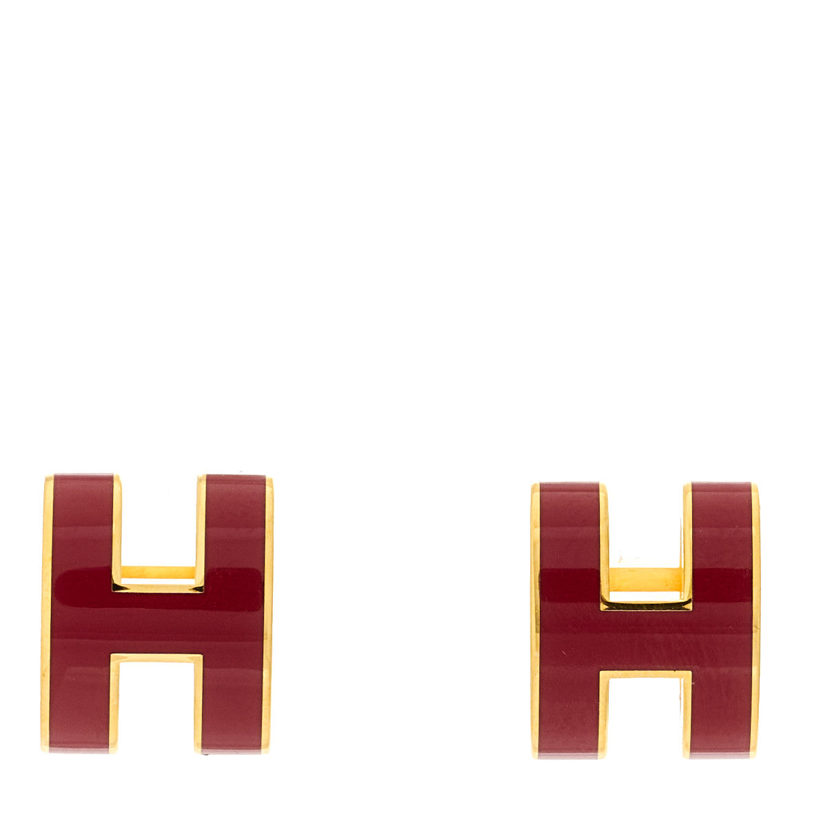 Hermes Gold Lacquered Mini Pop H Earrings Rouge H 1 of 5