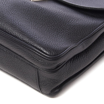 Prada Vitello Daino Flat Flap Messenger Bag Black 4 of 10