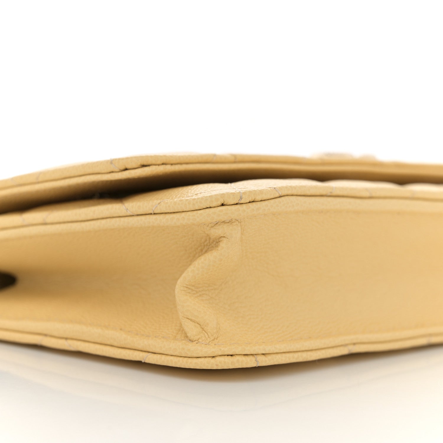 Chanel Caviar Quilted Studded CC Wallet on Chain WOC Yellow 9 of 10