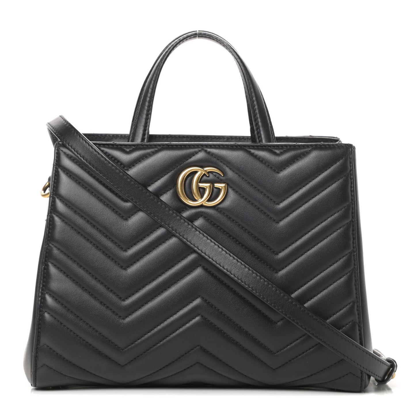Calfskin Matelasse Small GG Marmont Tote Black