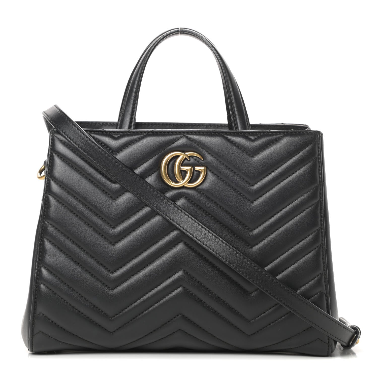 Gucci Calfskin Matelasse Small GG Marmont Tote Black 1 of 11