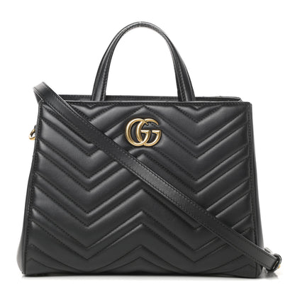 Gucci Calfskin Matelasse Small GG Marmont Tote Black 1 of 11
