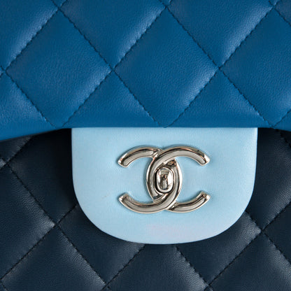Chanel Lambskin Quilted Jumbo Tri-Color Double Flap Blue 10 of 11