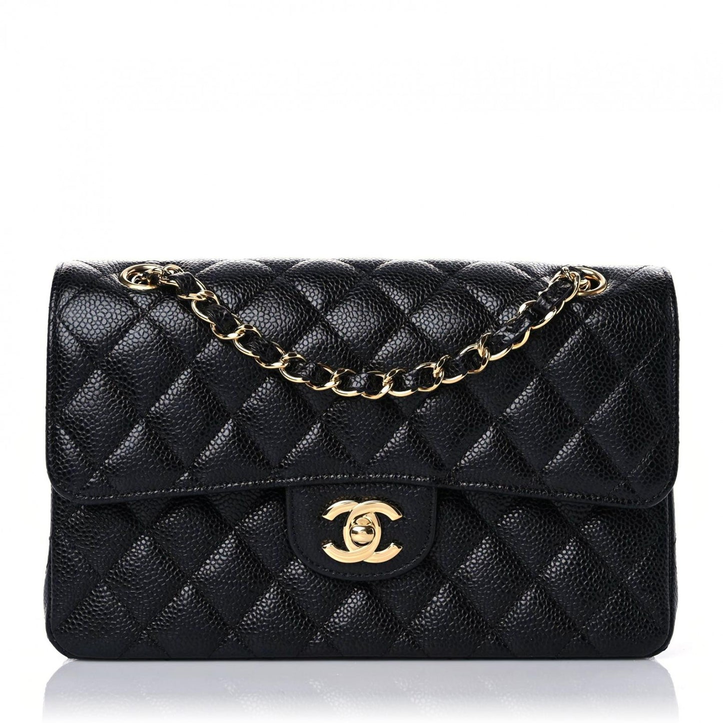 Caviar Quilted Small Double Flap Black