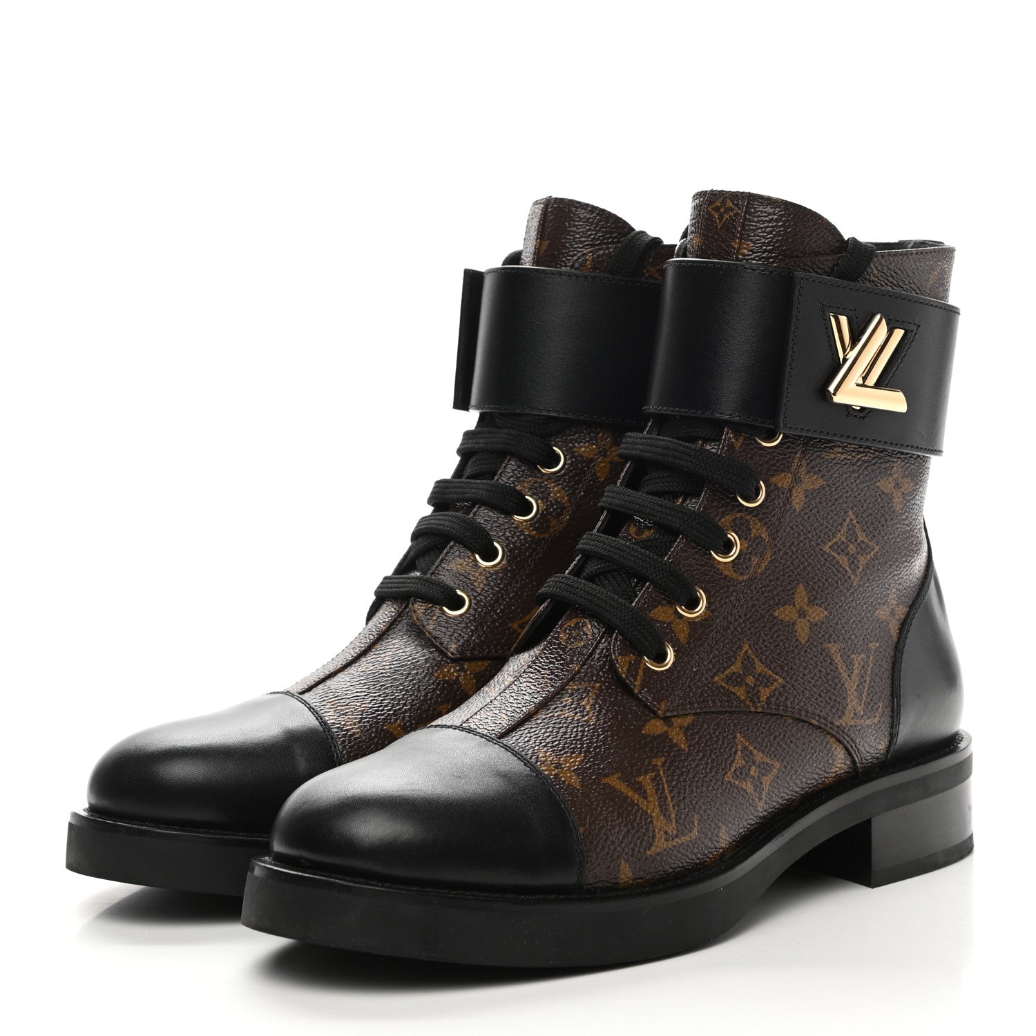 Louis Vuitton Calfskin Monogram Wonderland Flat Ranger Boots 39 Black 3 of 9