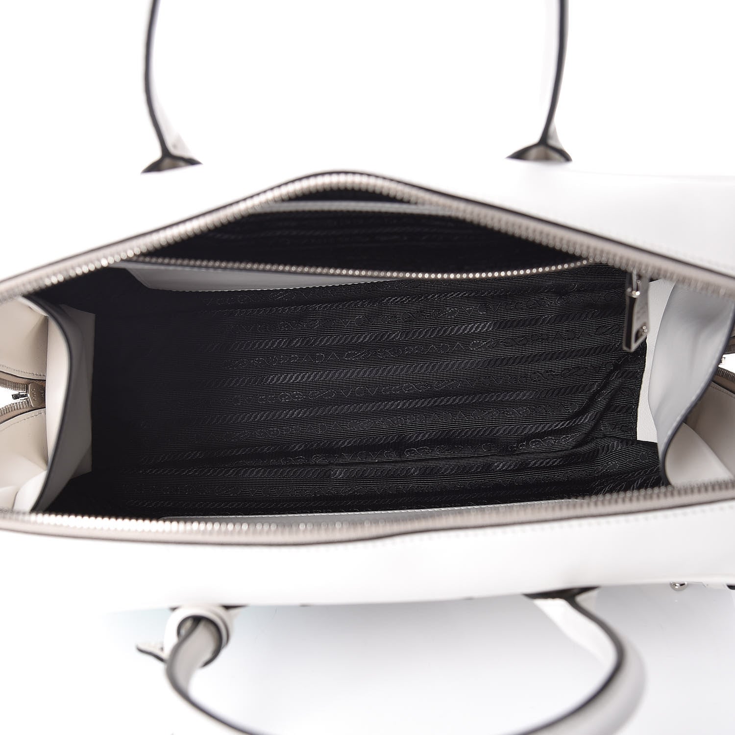 Prada City Calfskin Racing Logo Bowler White Black 5 of 9