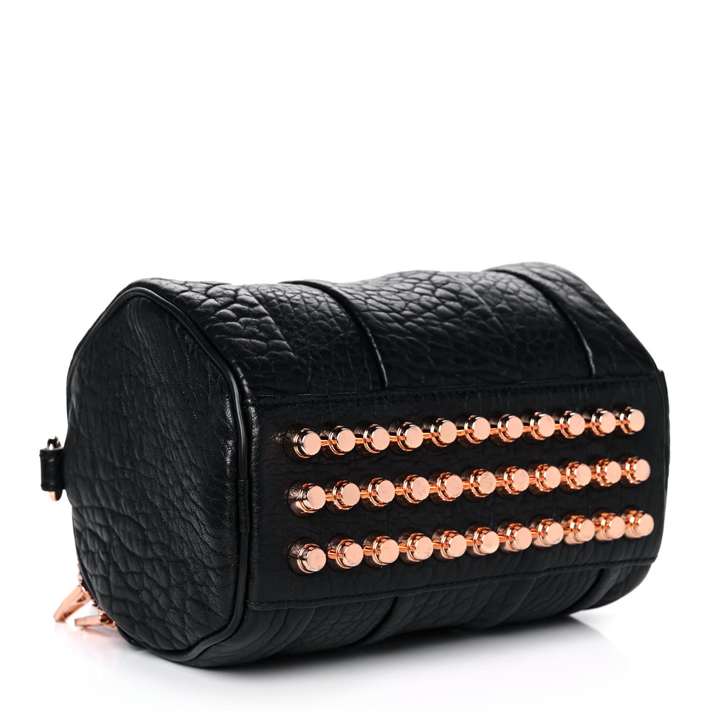 Pebbled Lambskin Mini Rockie Black Rose Gold Hardware