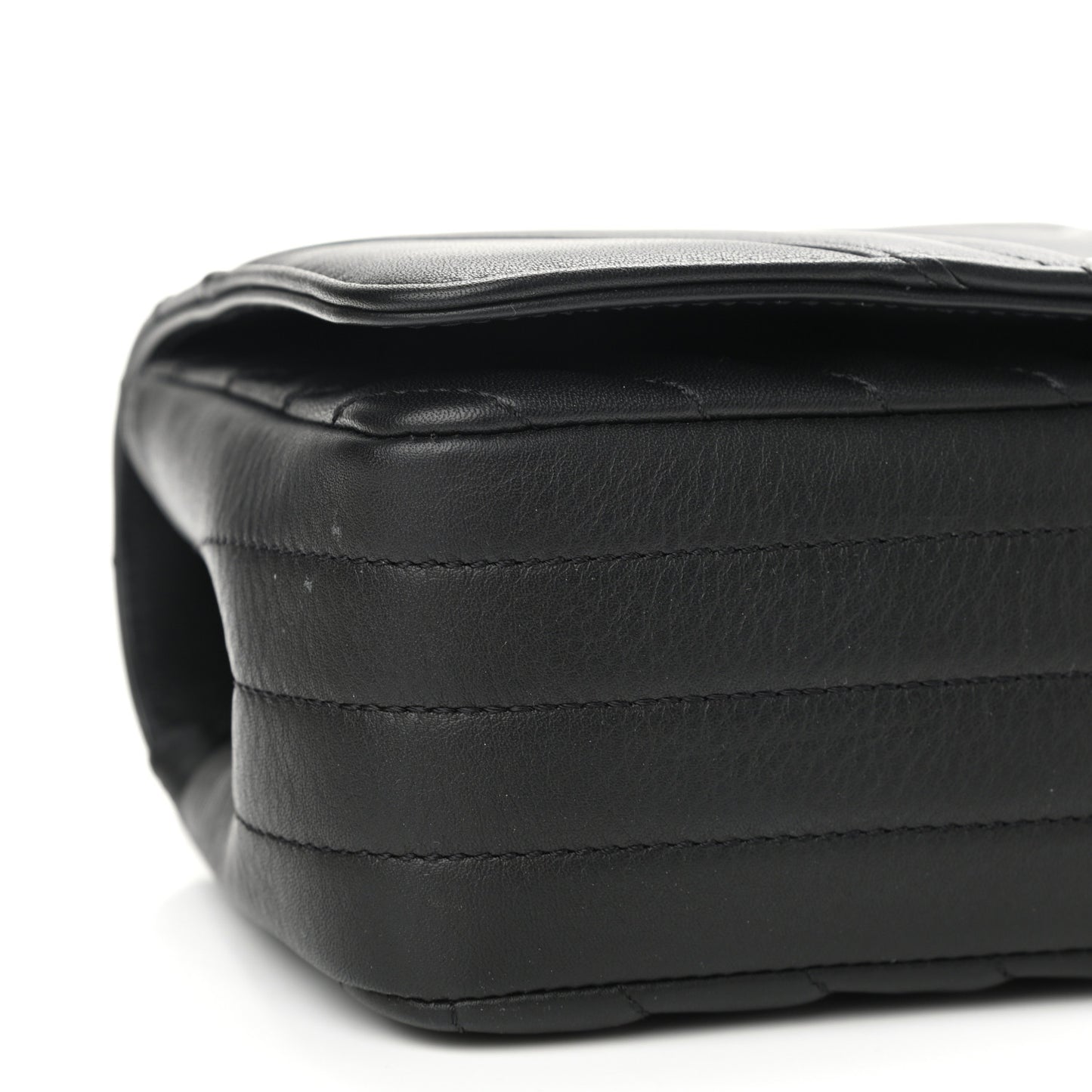 Calfskin Chevron Quilted Medium Statement Flap Black