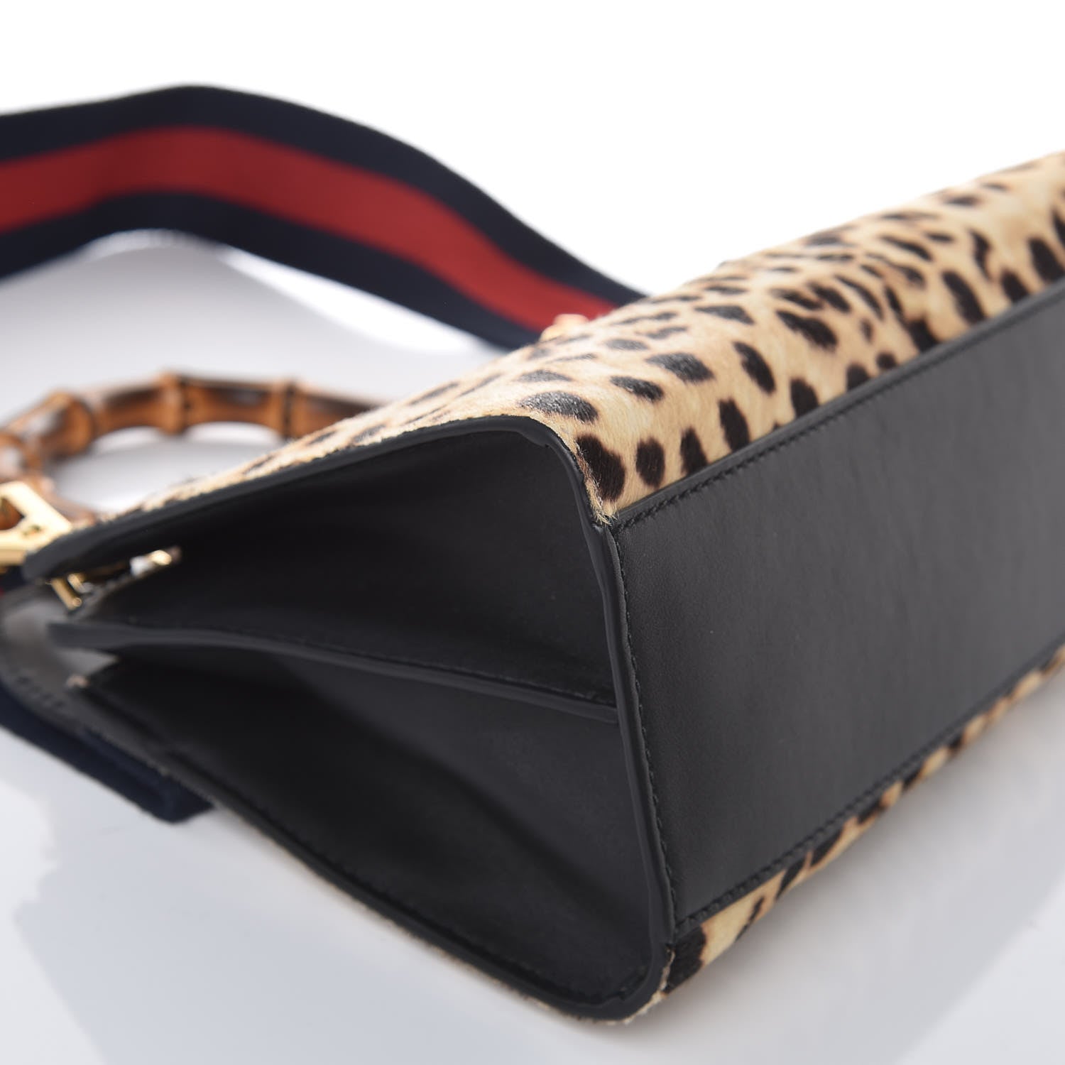 Gucci Calf Hair Bamboo Web Leopard Print Mini Nymphaea Top Handle Bag 11 of 11