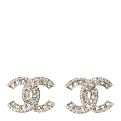 Chanel Crystal Timeless CC Earrings Light Gold 1 of 4