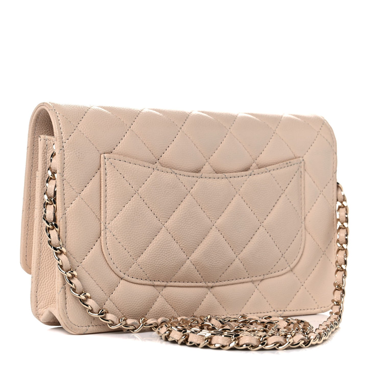 Caviar Quilted Coco Candy Wallet On Chain WOC Beige
