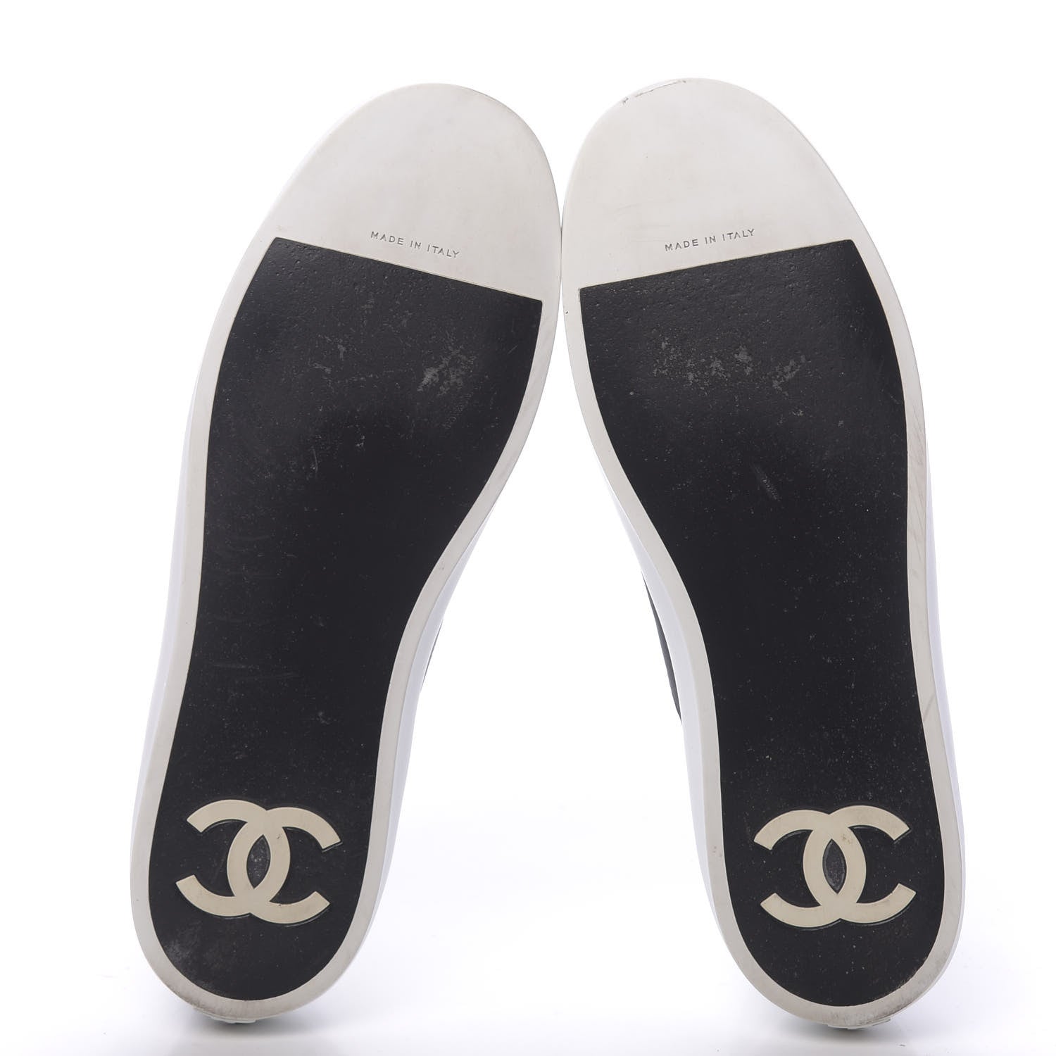 Chanel Calfskin Mens High Top Sneakers 45 White Black 5 of 12