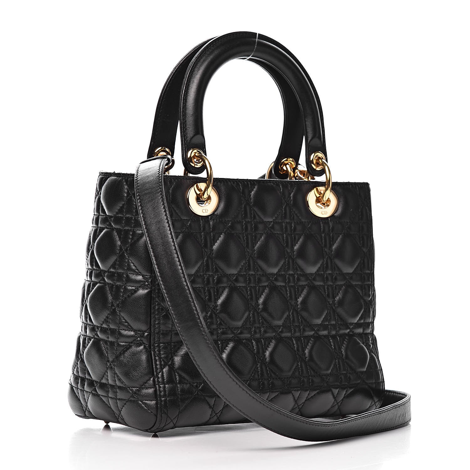 Christian Dior Lambskin Cannage Medium Lady Dior Black 3 of 10
