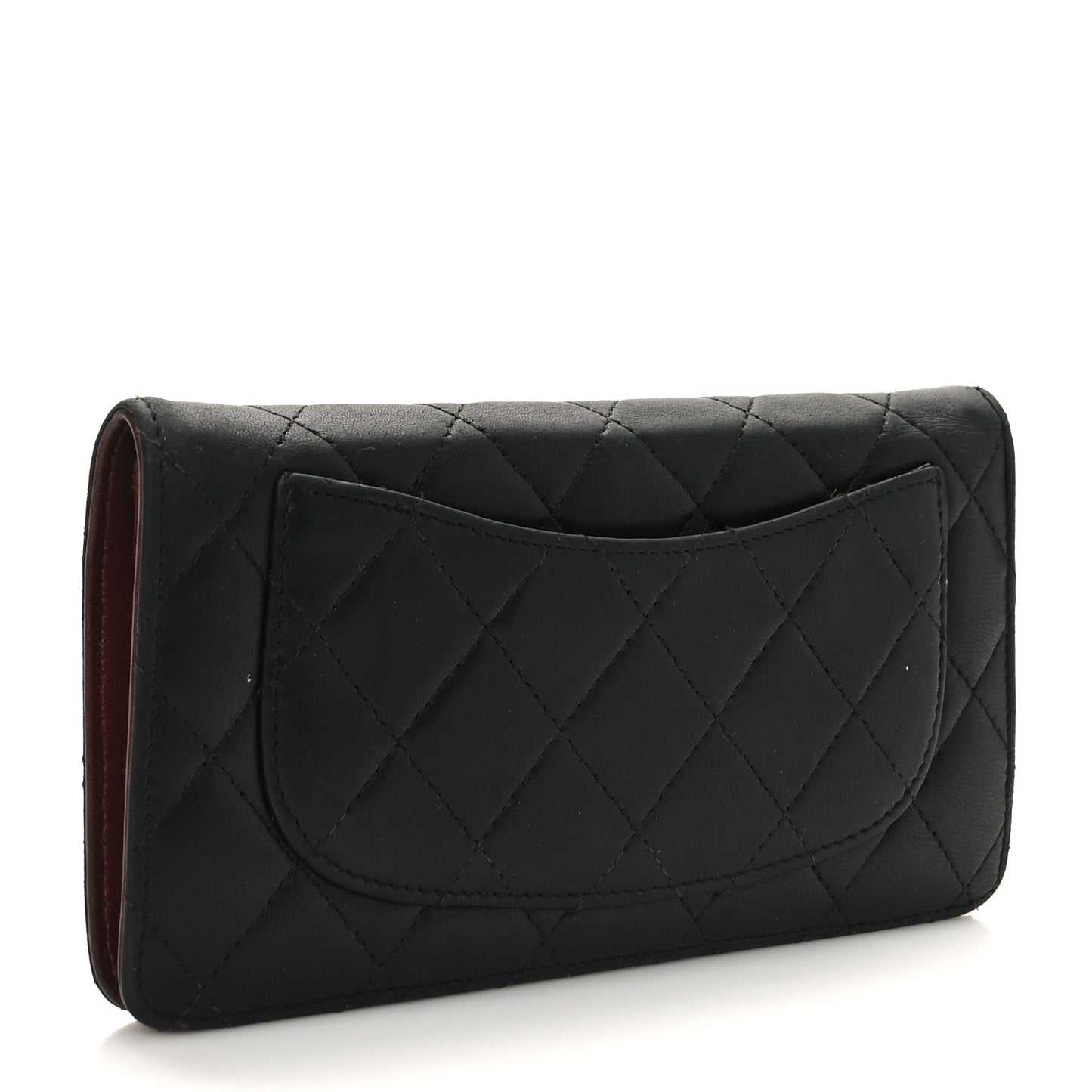 Lambskin Quilted Yen Wallet Black