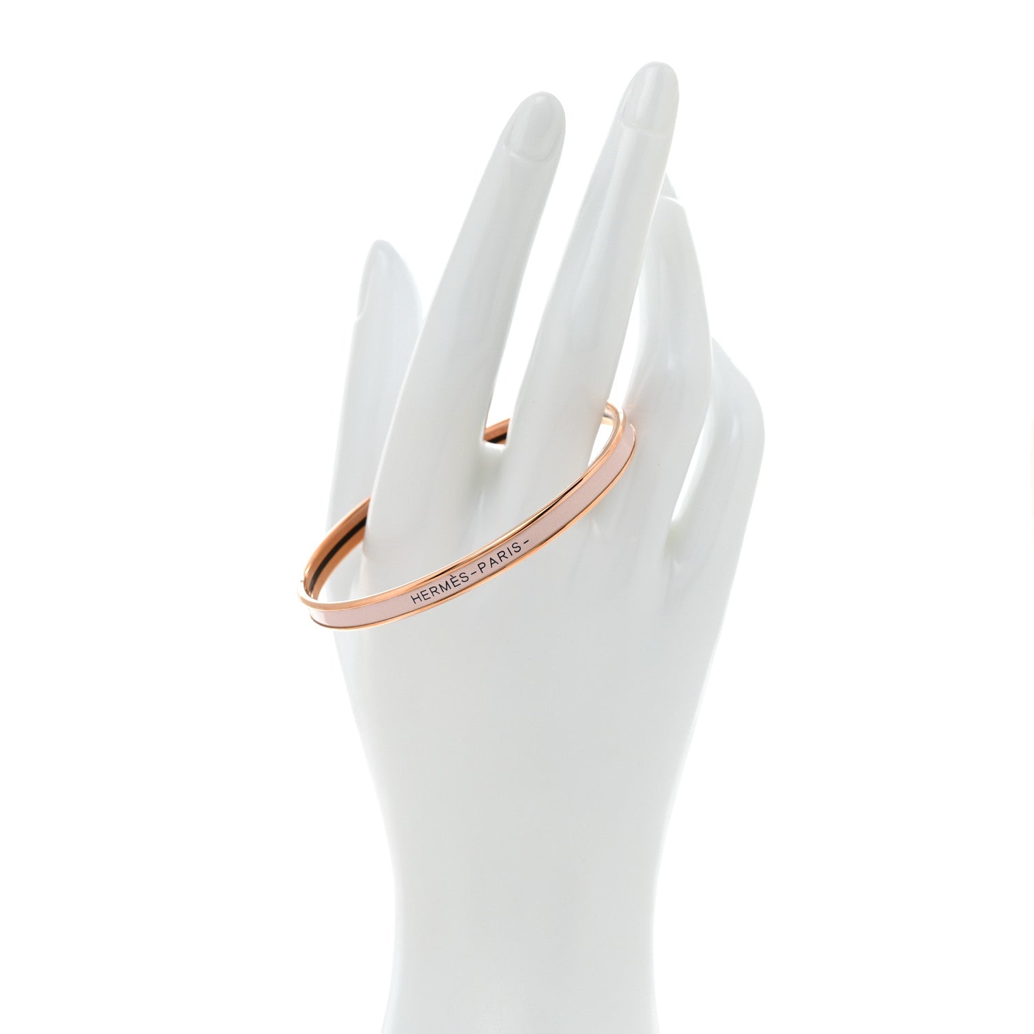 Hermes Enamel Extra Narrow Uni Bracelet 65 Rose Candeur 2 of 6
