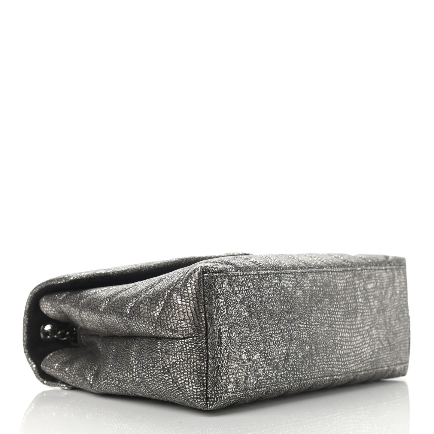 Metallic Grain De Poudre Monogram Small Loulou Chain Satchel Gun Metal