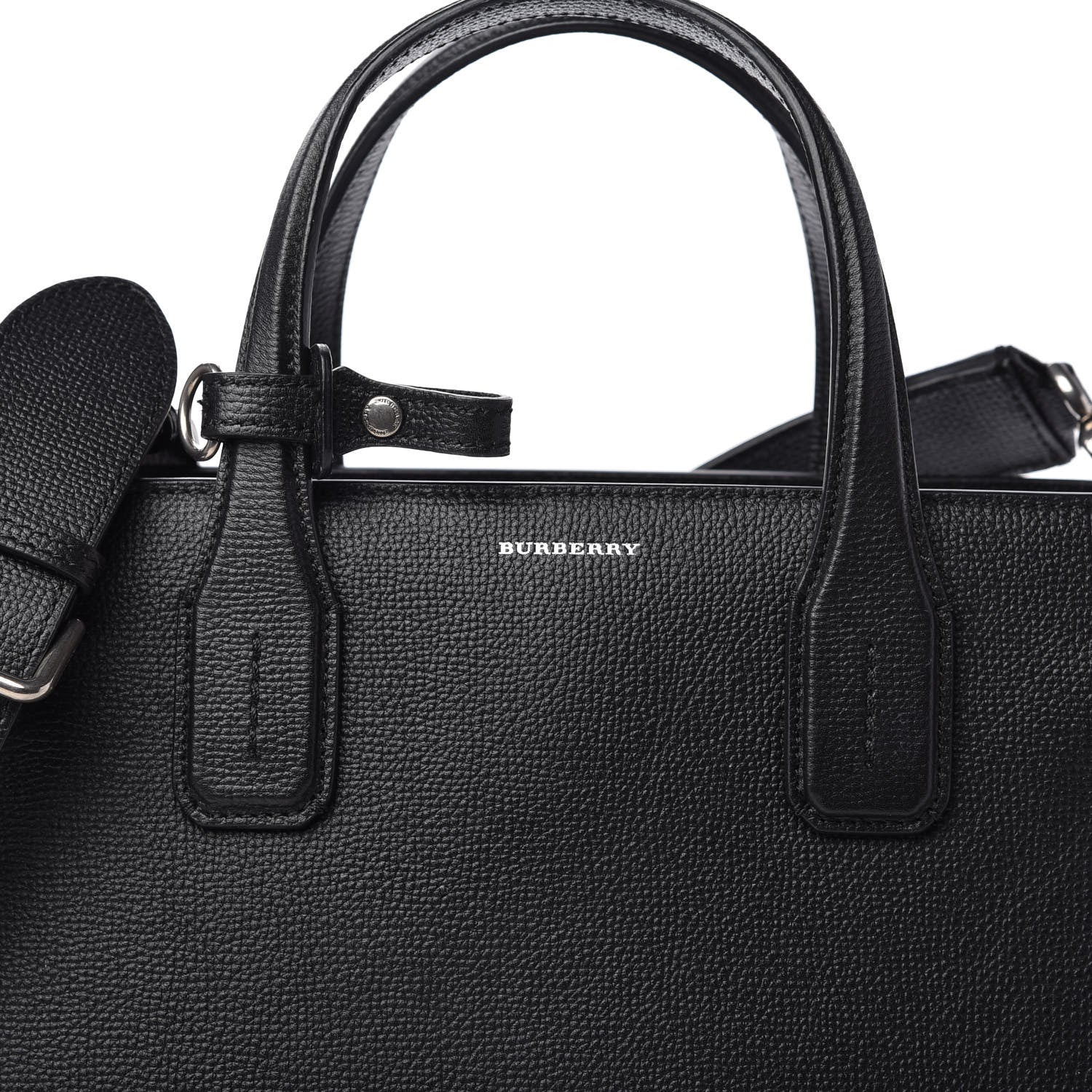 Burberry Derby Calfskin House Check Medium Banner Tote Black 10 of 11